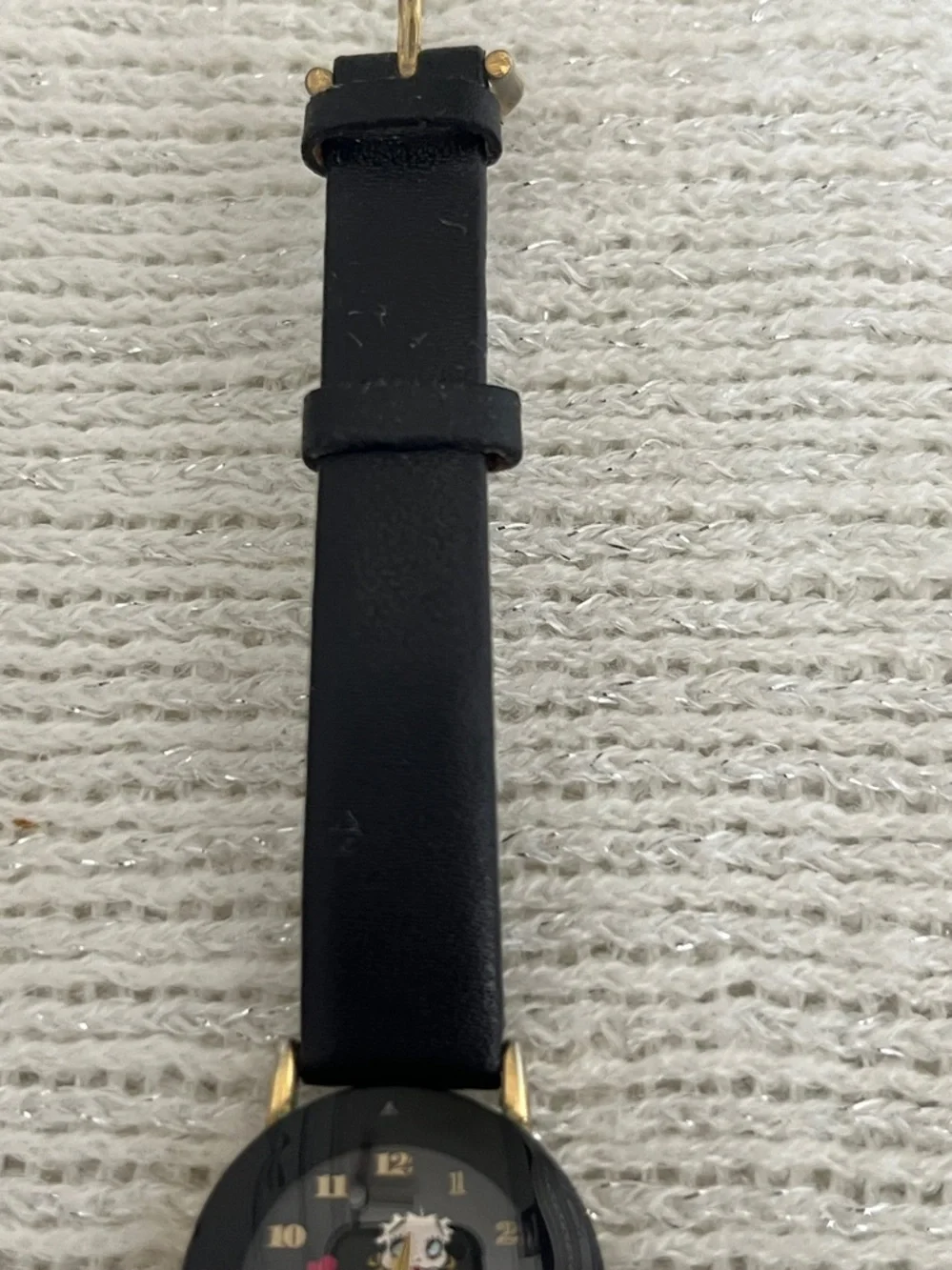 Vintage 2007 Betty Boop Black Leather Strap Wristwatch with Gold Accents - Picture 4 of 9